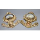 A pair of 19th century sailors Valentine shellwork 'anchor' diorama, overall length 27cm