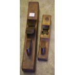 A selection of Victorian beech planes: - 22 inch tri plane- 14 inch jack planes (3)- 14 inch jack
