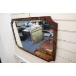 A rectangular wall mirror in red-lacquered chinoiserie frame, width 82cm, height 57cm