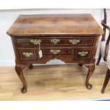 An early 18th century walnut lowboy, width 80cm, depth 50cm, height 74cm