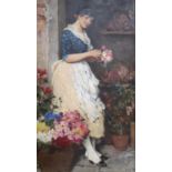 Follower of Eugene Von Blaas (1843-1932), 'The Fairest Rose', indistinctly signed, oil on canvas