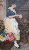 Follower of Eugene Von Blaas (1843-1932), 'The Fairest Rose', indistinctly signed, oil on canvas