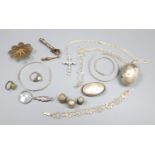 Mixed items including silver rattle, thimbles ,bangles etc.