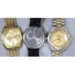Three assorted gentleman's wrist watches including Timex and Borel.