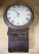 A 19th century mahogany drop dial wall clock, in need of restoration