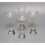 Four Scandinavian tear drop wine glasses, height 18.5cmCONDITION: One glass - two very minor nicks