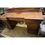 A Victorian mahogany inverted breakfront sideboard, width 213cm, depth 70cm, height including back
