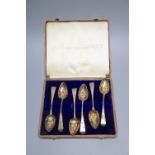 A matched set of six George III silver 'berry' teaspoons, Alice & George Burrows, London, 1806 and