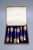 A matched set of six George III silver 'berry' teaspoons, Alice & George Burrows, London, 1806 and