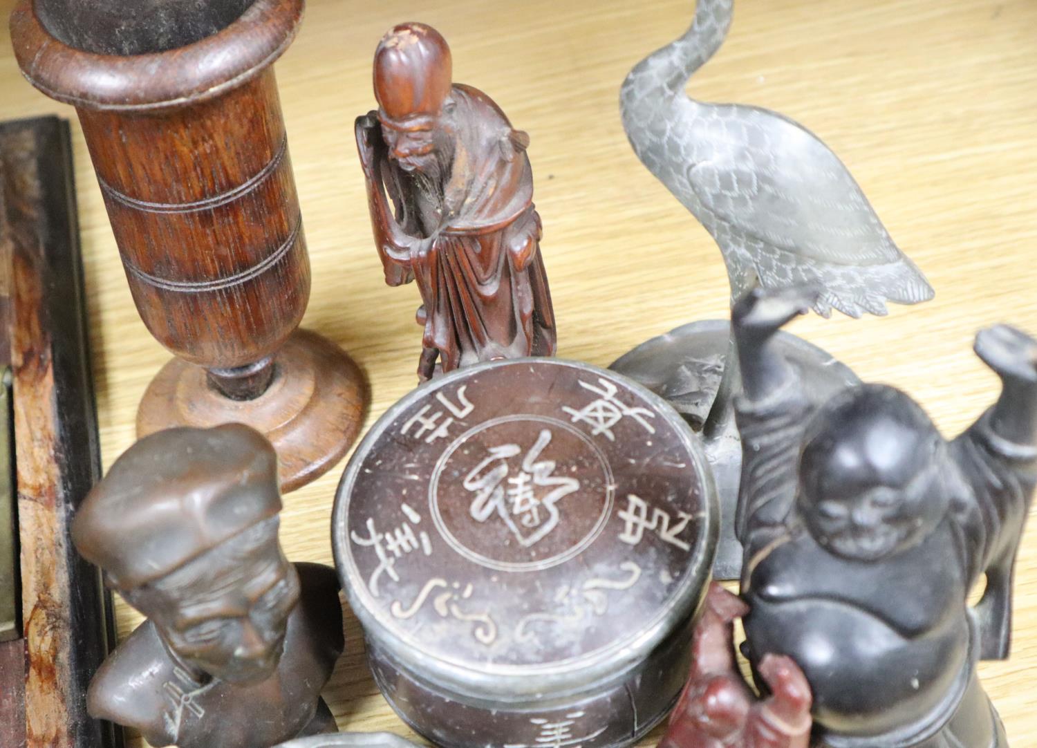 A group of 19th century Chinese wood carvings etc - Image 3 of 5