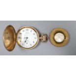 A gold plated Record hunter pocket watch and a Thussy swivelling pendant watch(a.f.).