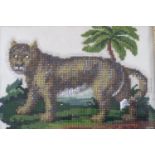 A Victorian needlework panel of a lion