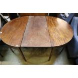 A George III mahogany D end extending dining table, width 164cm, depth 114cm, height 72cm