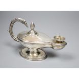 A late Victorian silver 'Aladdin's Lamp' cigar table lighter, A & J Zimmerman, Birmingham, 1899,