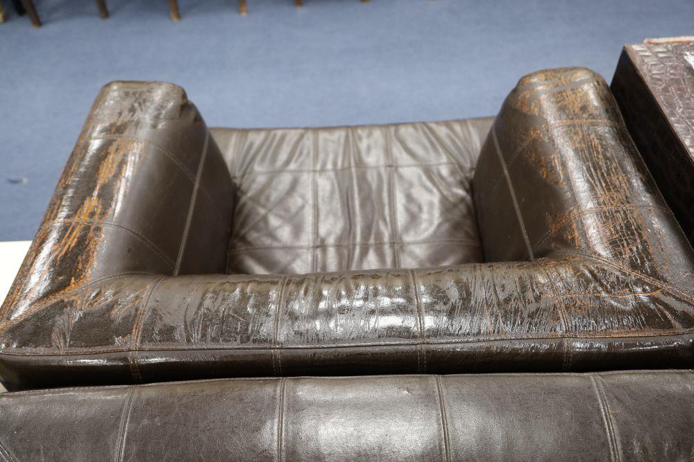 A pair of Andrew Martin brown leather armchairs, width 100cm depth 84cm height 70cm - Image 3 of 3