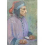 Early 20th century English School, pastel, Study of a 16th century gentleman, indistinctly