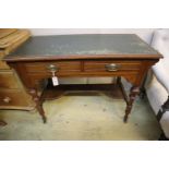 A late Victorian mahogany writing table, width 106cm, depth 53cm, height 76cm