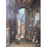 Schroter, 19th century street scene, indistinctly signed, oil on panel, 40 x 30cm