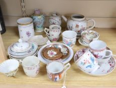 A collection of 18th century Chinese enamelled tea bowls, cups and saucers etc, mostly