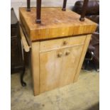 A butcher's block kitchen island, width 66cm, depth 64cm, height 83cm