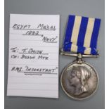 An 1882 Egypt Medal to Bosun's Mate T. Smith, HMS InconstantCONDITION: T.SMITH. CH:BOS'N..M'TE.. H.