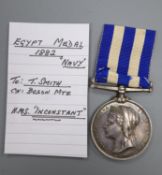 An 1882 Egypt Medal to Bosun's Mate T. Smith, HMS InconstantCONDITION: T.SMITH. CH:BOS'N..M'TE.. H.