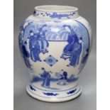 A Chinese blue and white baluster vase, height 33cmCONDITION: One oval chip to glaze,