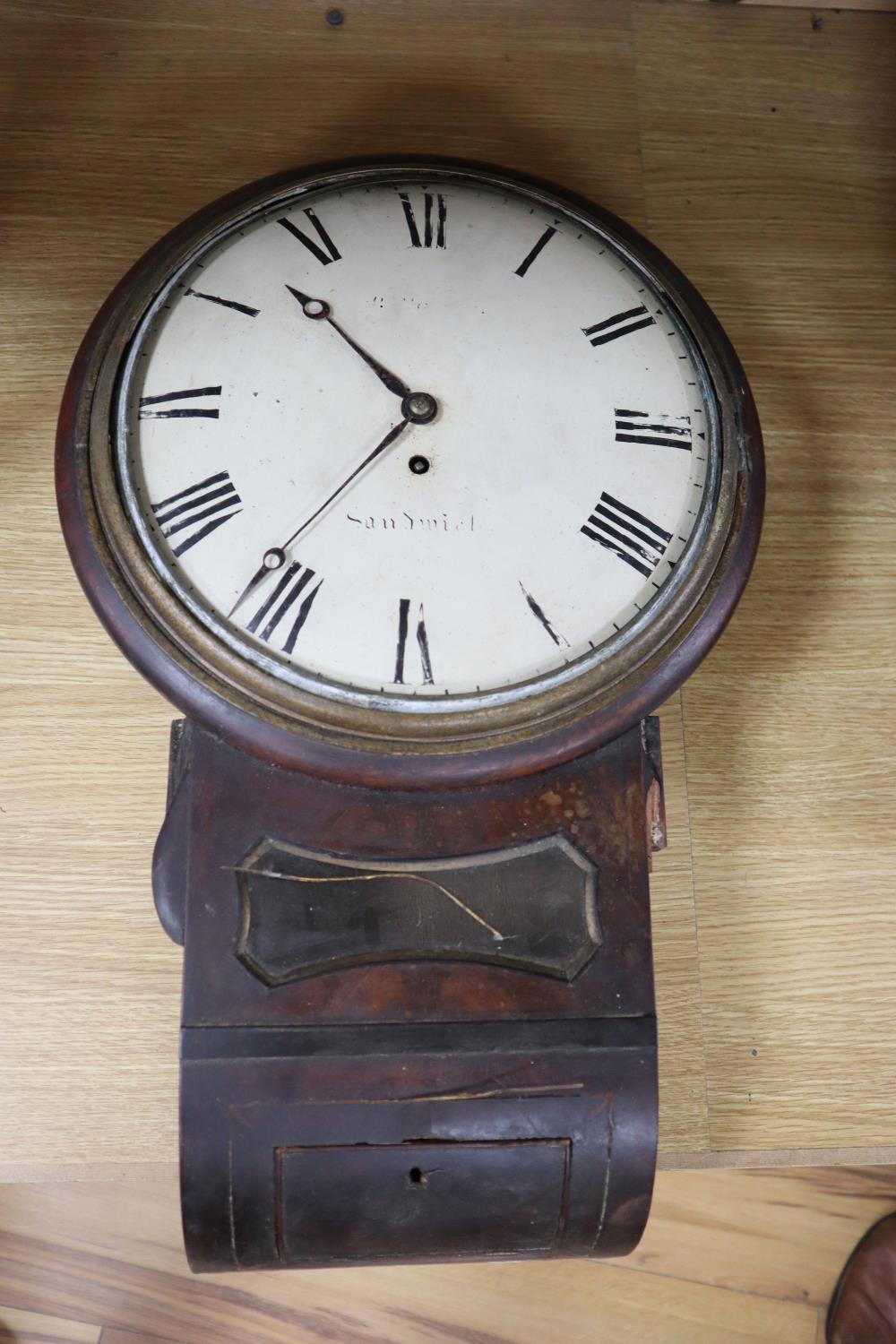 A 19th century mahogany drop dial wall clock, in need of restoration - Image 2 of 3