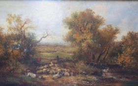 W. R. Stone (19th C.)oil on canvasShepherd boy and flock in an extensive landscapesigned74 x