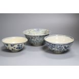 Three Chinese provincial Ming porcelain bowls, largest diameter 6cmCONDITION: Largest bowl rim