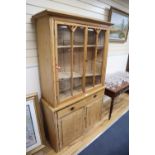 A Victorian pine glazed cabinet, width 118cm, depth 40cm, height 194cm