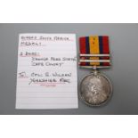 A Queen's South Africa medal with 2 clasps to Cpl. S.Wilson, Yorks Regt. with OFS & CC clasps.