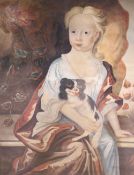 18th century English School, watercolour on paper, Portrait of a young woman seated with a