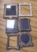 Six assorted large modern silver mounted photograph frames, largest 39cm.