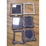 Six assorted large modern silver mounted photograph frames, largest 39cm.