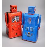 Rocket USA, a rare limited edition 2001 Red R-1 Robot with Black Band, No. 15/34 and a blue