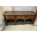 An oak low dresser, width 160cm, depth 39cm, height 78cm