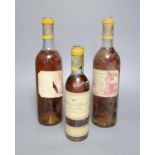 Two bottles of chateau D'Yquem sauternes 1967-1965, and a 375ml bottle