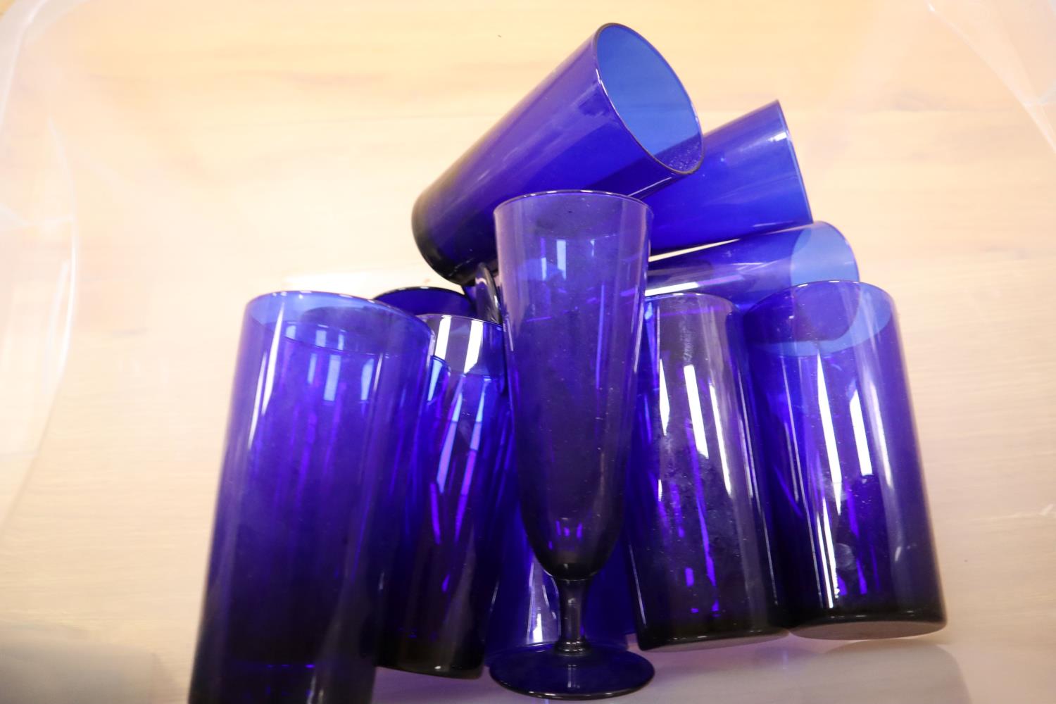 A collection of black, clear blue and crystal blue drinking glasses - Image 2 of 4