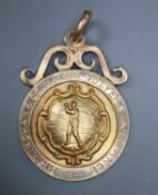 An early 20th century 15ct gold 'Birmingham Counties Golfing Alliance' medallion, 10.5 grams.