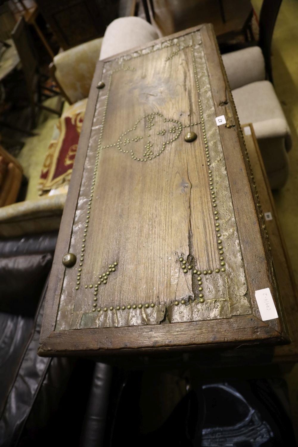 A 19th century teak and brass Zanzibar chest, width 110cm depth 47cm height 46cm - Image 2 of 4