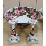 A Wemyss pottery Cabbage rose decorated toilet bowl, diameter 39cm, and a pair of Weymss style