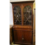 A mahogany bookcase / cupboard, width 90cm depth 36cm height 195cm