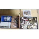 A quantity of mixed clock and watch parts including dials and glasses