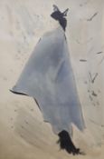 Elinor Bellingham Smith (1906-1988), ink and watercolour, The Blue Cape, signed, with Gallery