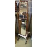 A 1920's cheval wall mirror, width 41cm, height 160cm