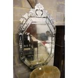 A Venetian engraved octagonal wall mirror, 74 x 130cm