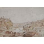 English School c.1840, watercolour, From the Tarpian Rock, Rome, inscribed, Agnews label verso, 17 x