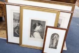 After Laurence Alma-Tadema, 'Love Votaries', signed photogravure and three other framed prints, '