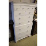 A 19th century white painted pine tallboy, width 81cm, depth 44cm, height 165cm